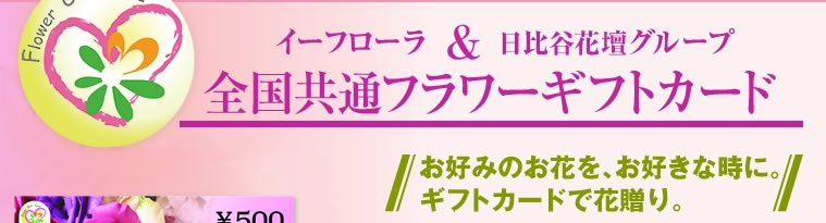 イーフローラ＆日比谷花壇グループ：全国共通フラワーギフトカード